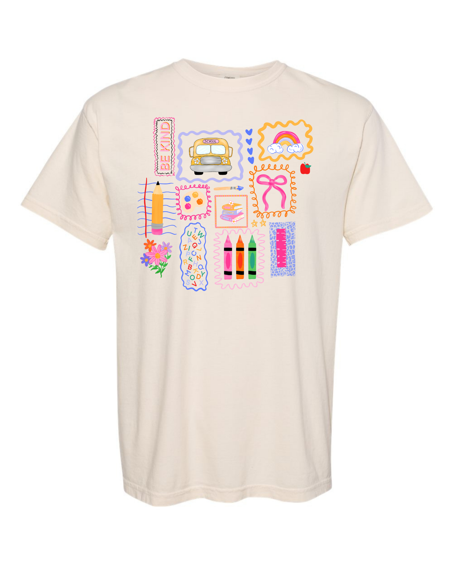 Jax and James Back to School Stamp Comfort Color Tee Ivory Southern Lifestyle Apparel