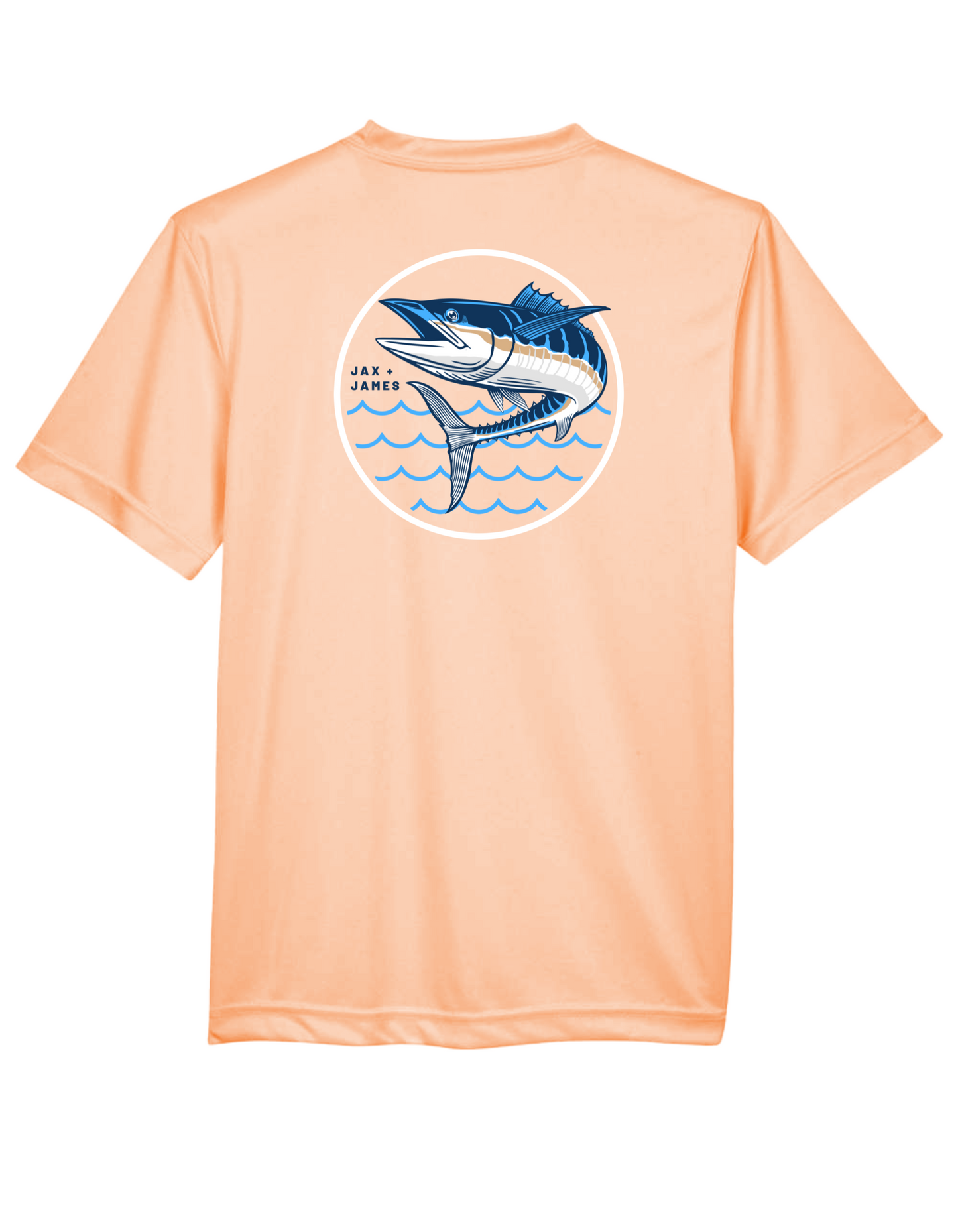 Jax and James Wahoo Performance Tee Peach Short Southern Lifestyle Apparel