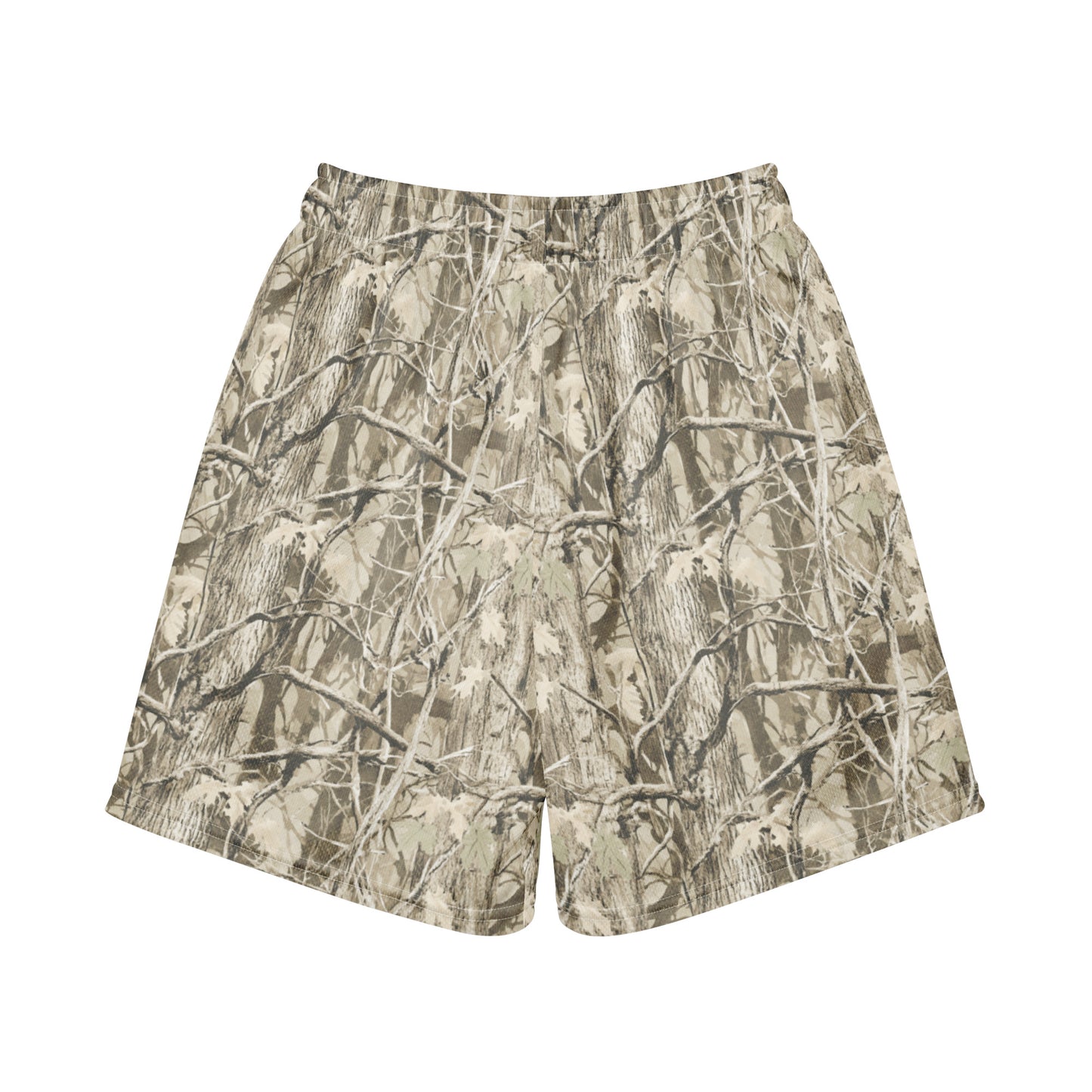 Jax and James Washed Woodland Camo Youth Mesh Shorts in pale cream and sand tree camo, back view