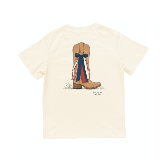 Patriotic Bow Cowgirl Boot Tee
