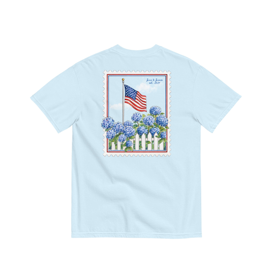 Hydrangea Flag Stamp Pocket Tee