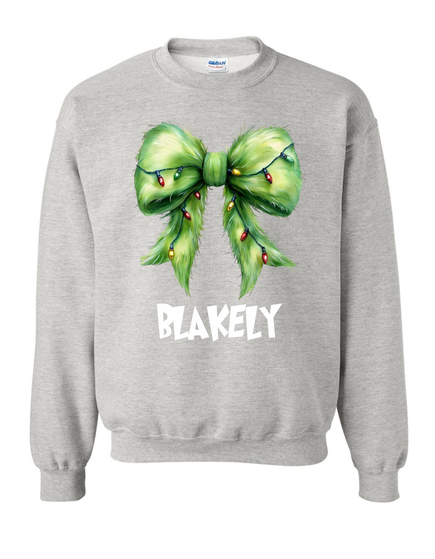 Grinch Bow Long Sleeve Sweatshirt