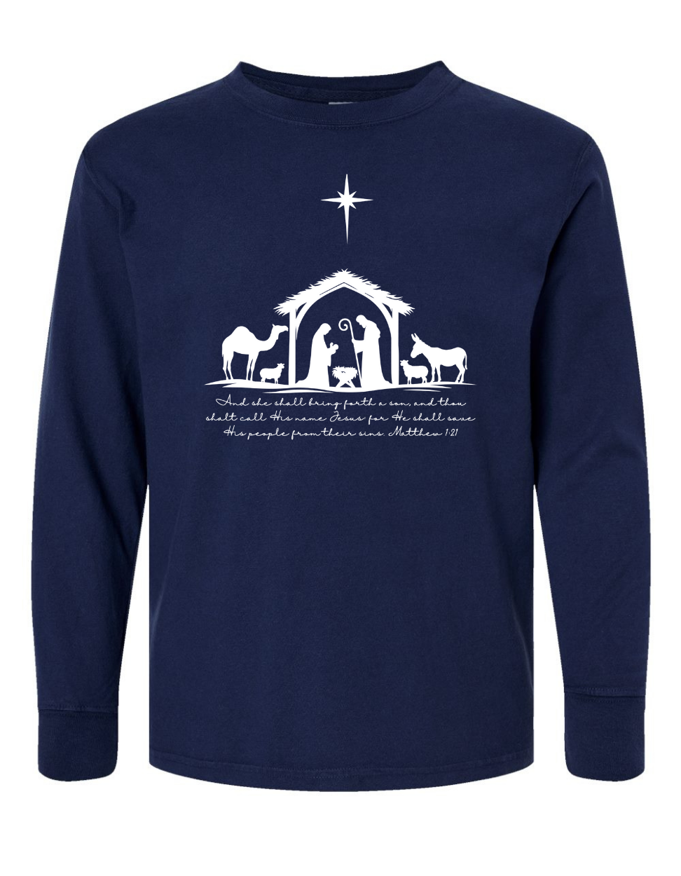 Simple Nativity Scene Long Sleeve Comfort Colors + ComfortWash Tee