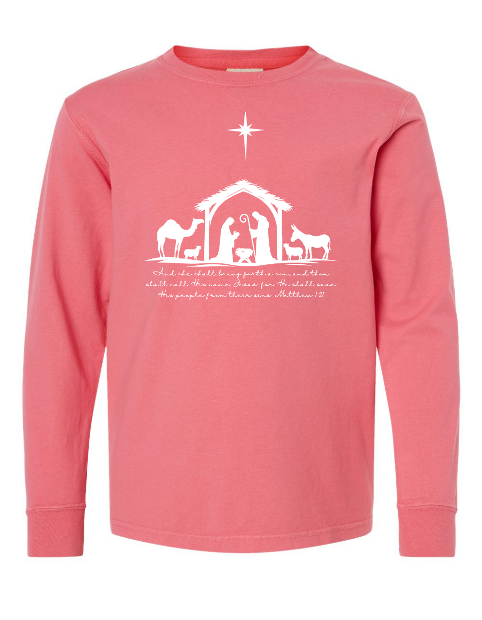 Simple Nativity Scene Long Sleeve Comfort Colors + ComfortWash Tee