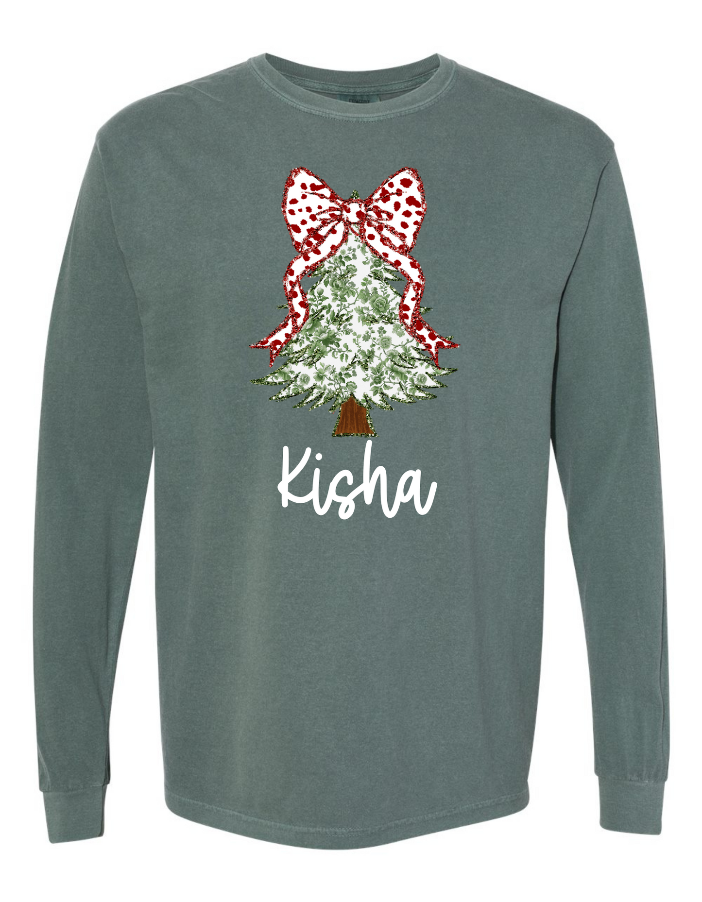 Christmas Tree Coquette Long Sleeve  Comfort Color + Comfort Wash Tee