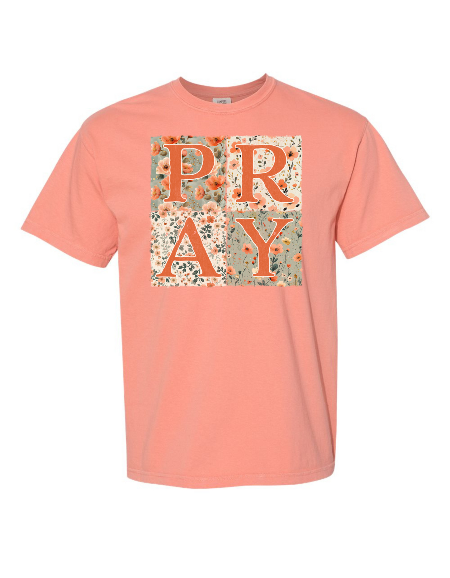 PRAY Floral Patchwork Comfort Color Tee