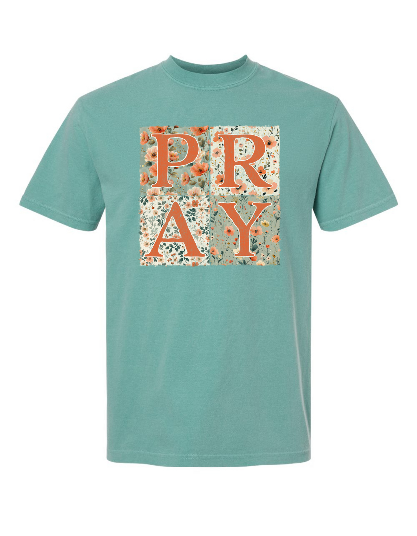 PRAY Floral Patchwork Comfort Color Tee