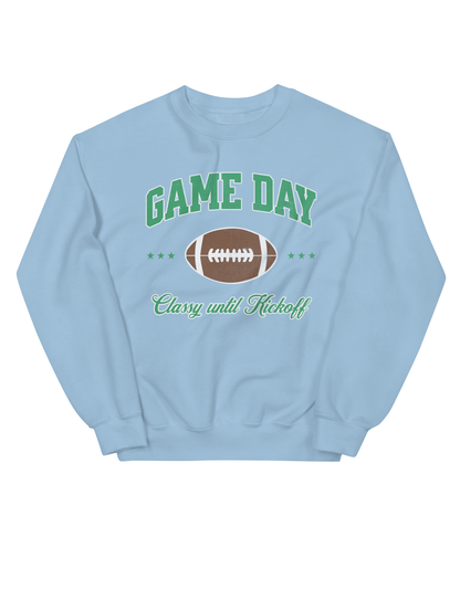 Jax and James Football Game Day Sweatshirt Light Blue Southern Lifestyle Apparel