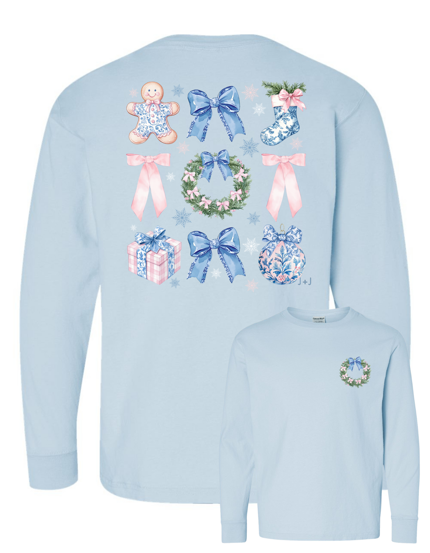 Chinoiserie Christmas Coquette Long Sleeve Comfort Colors + ComfortWash Tee