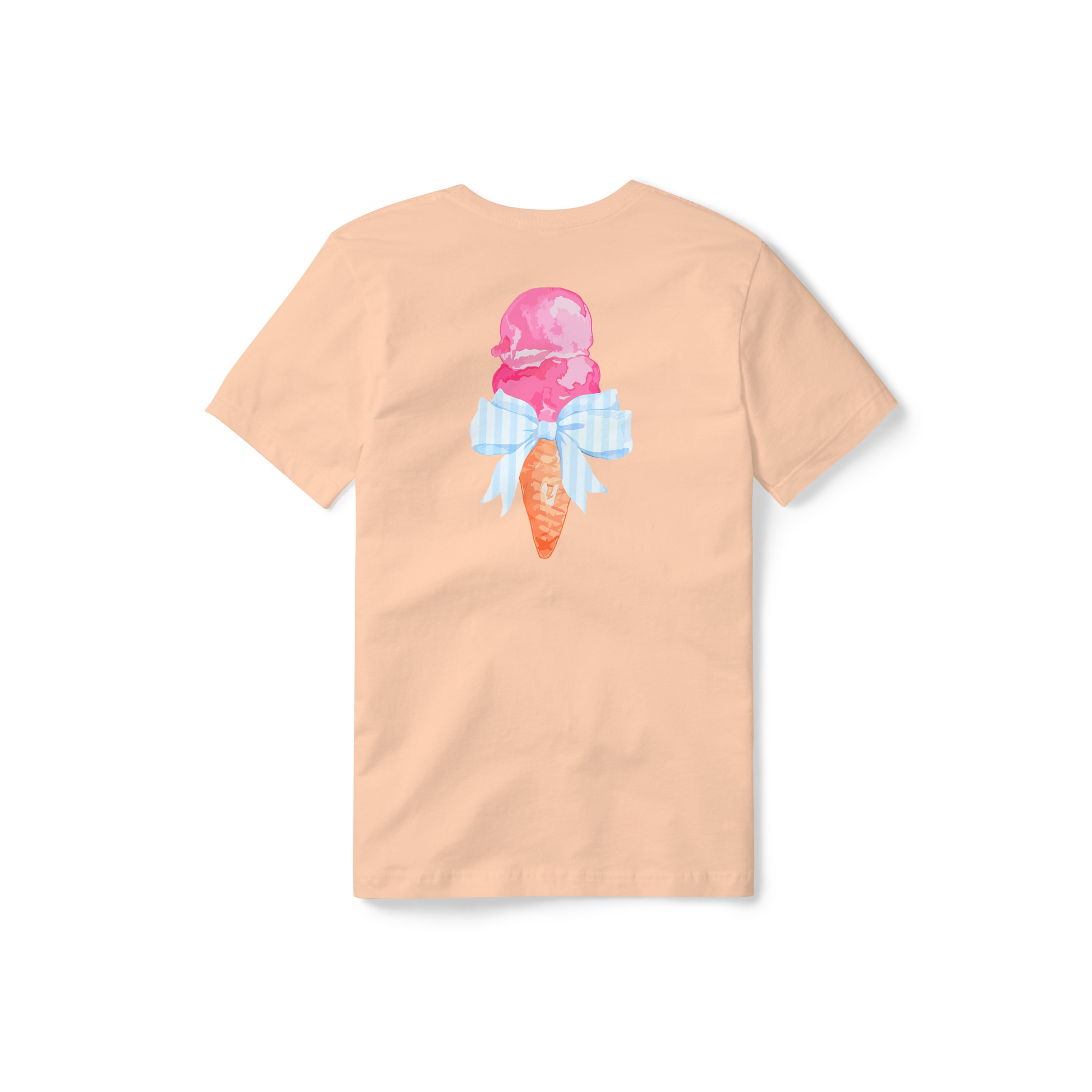 Jax and James Ice Cream with Bow Essential Tee Peach Southern Lifestyle Apparel