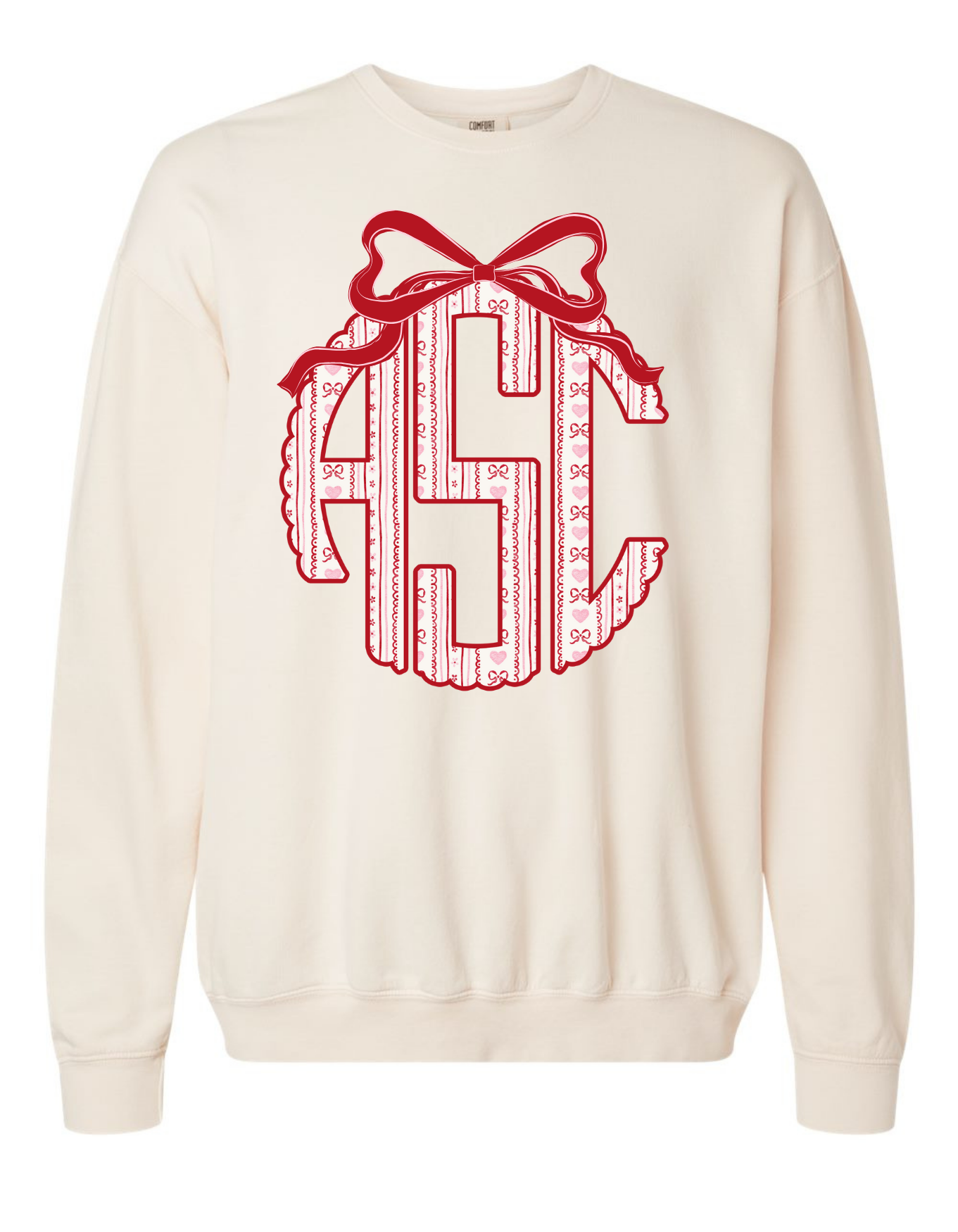 Heartfelt Bow Scallop Monogram Sweatshirt