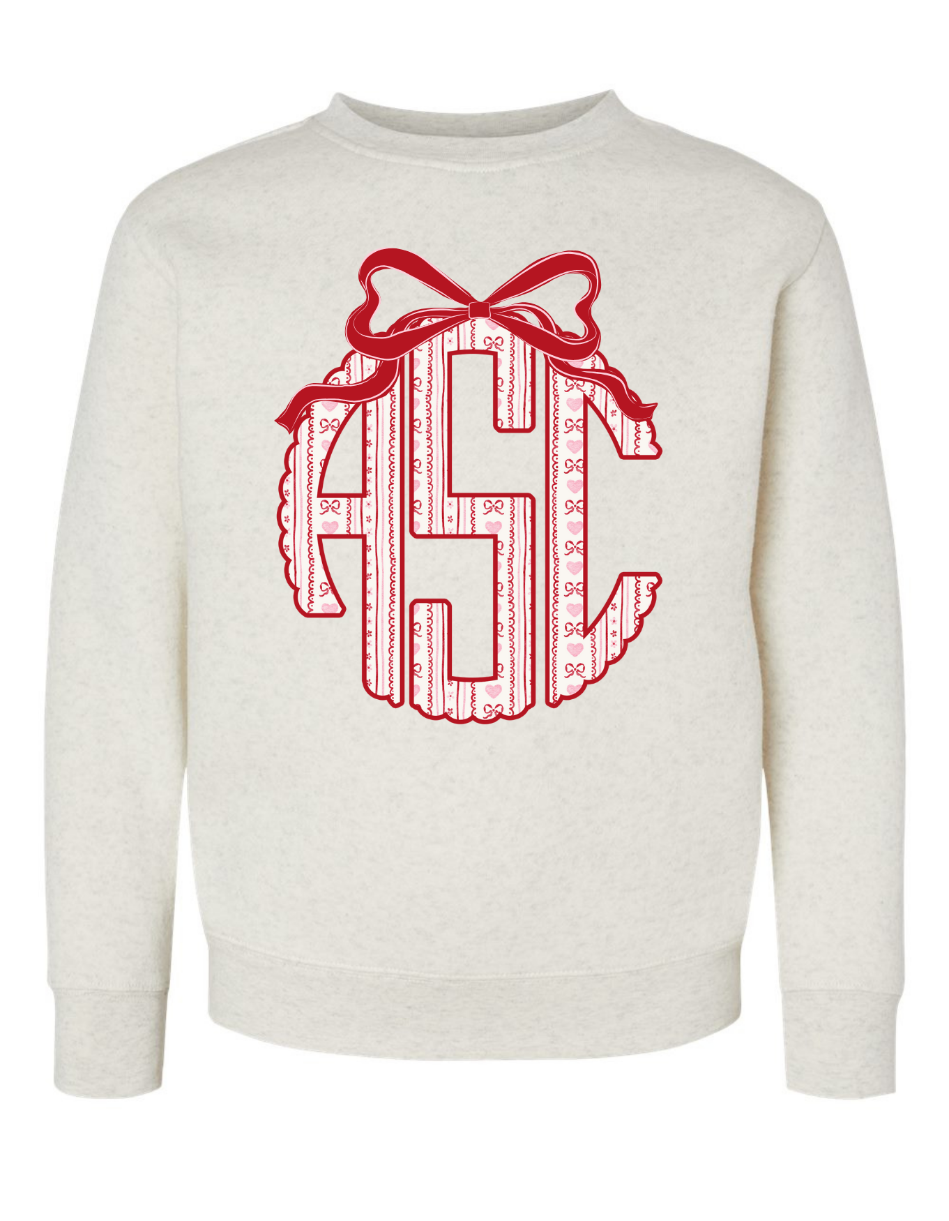 Heartfelt Bow Scallop Monogram Sweatshirt