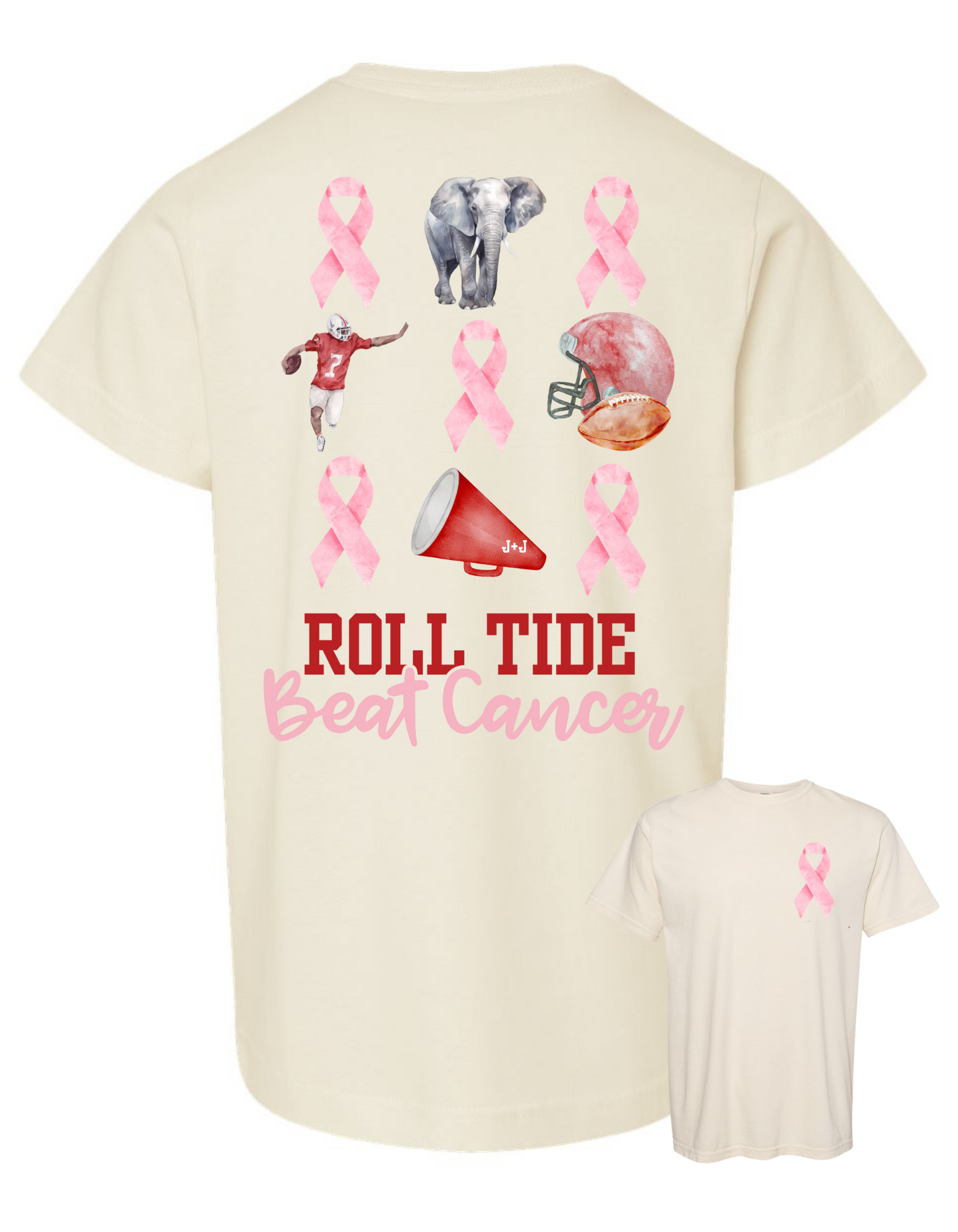 Roll Tide + Beat Cancer Comfort Color Tee (Sweatshirt Available)