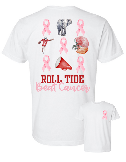 Roll Tide + Beat Cancer Comfort Color Tee (Sweatshirt Available)