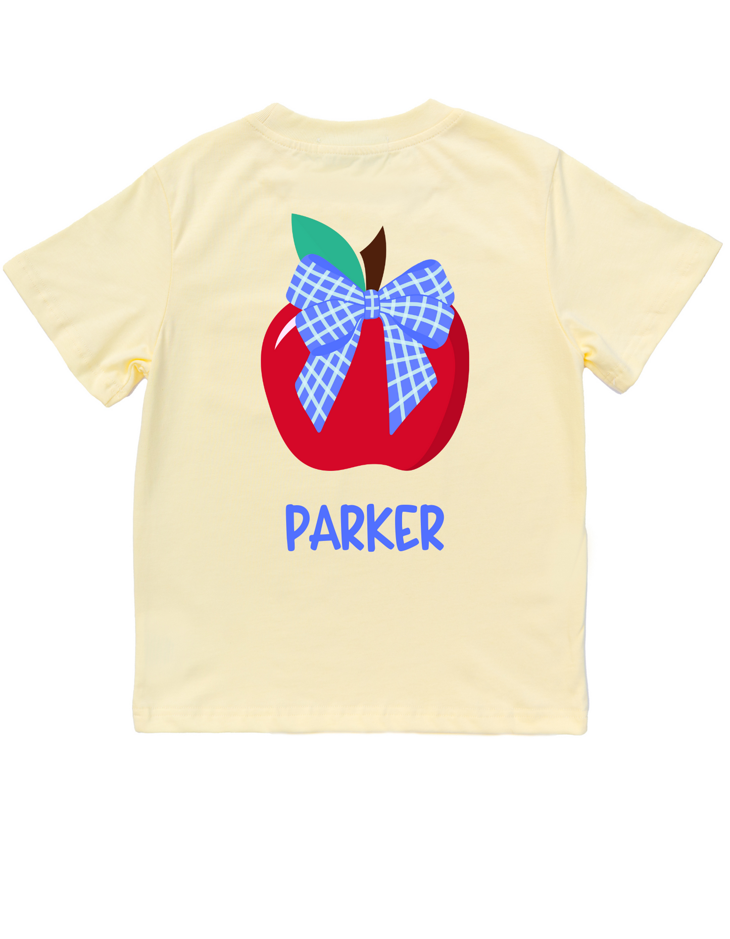 Jax and James Classic Apple Bow Youth Pocket Tee Light Yellow Southern Lifestyle Apparel