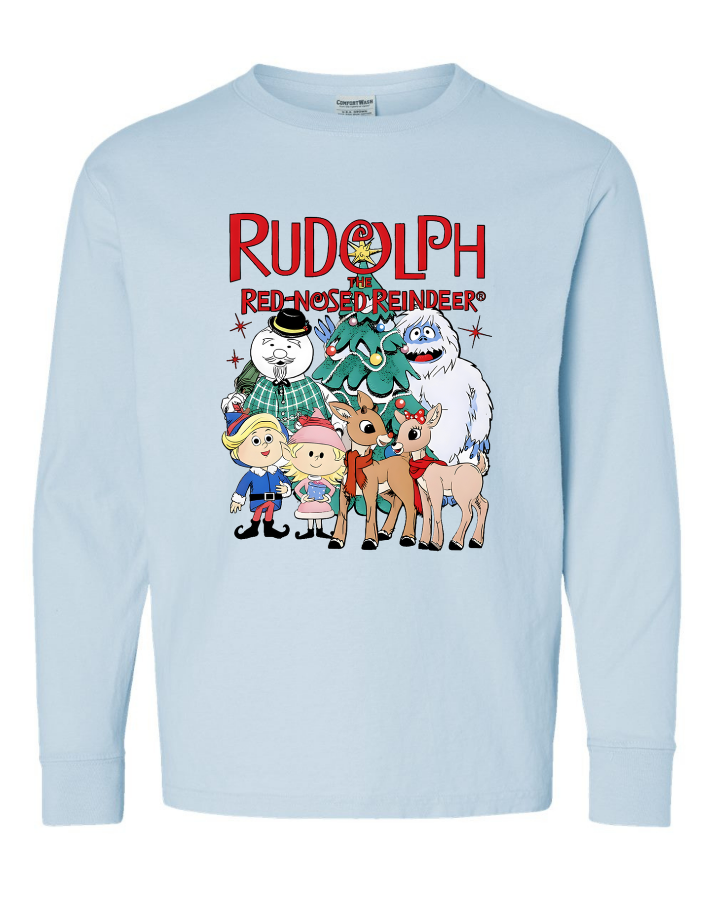 Rudolph the Red-Nosed Reindeer Long Sleeve Comfort Colors + ComfortWash Tee