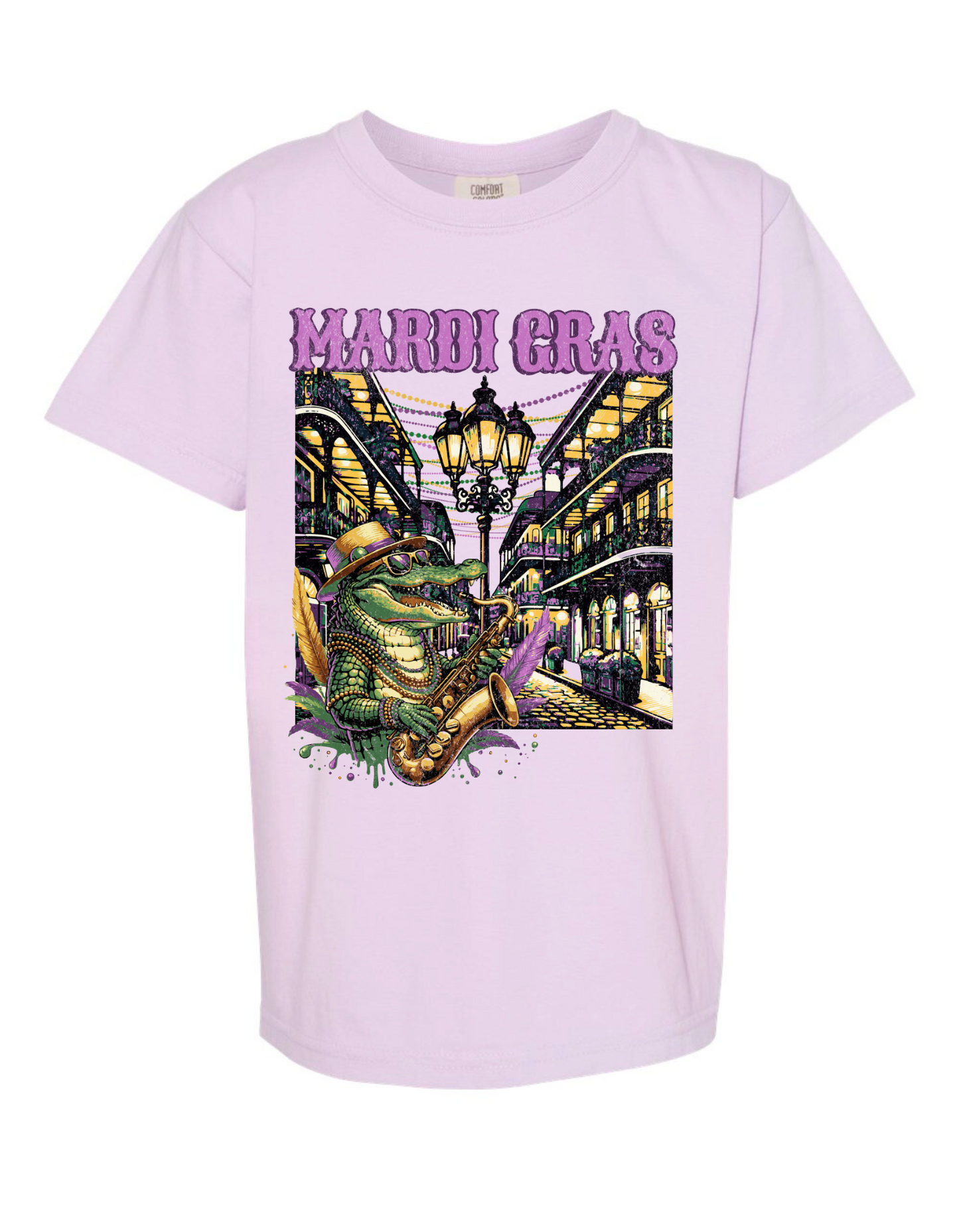 Mardi Gras Gator Comfort Color Tee