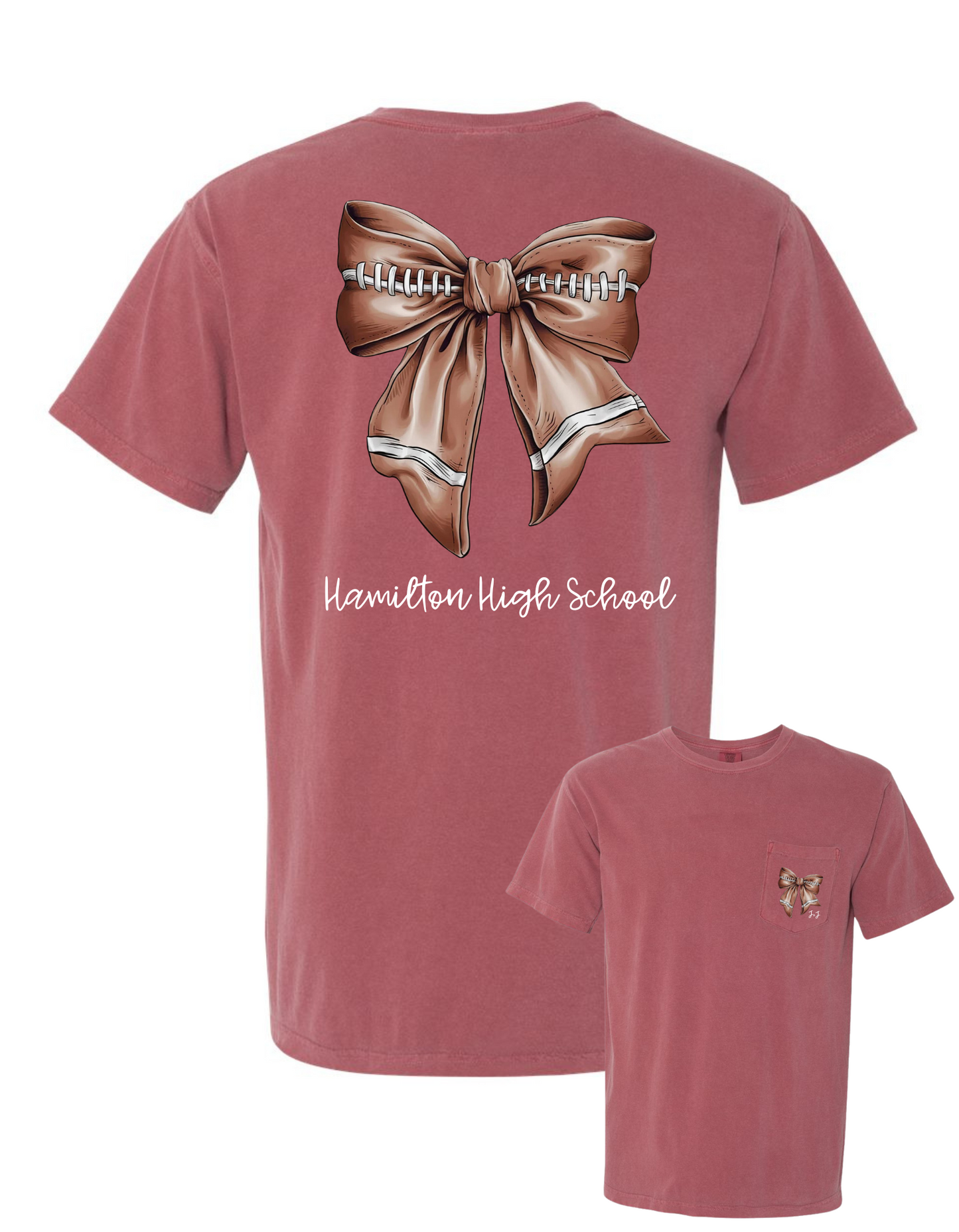 Football Bow Comfort Color Tee