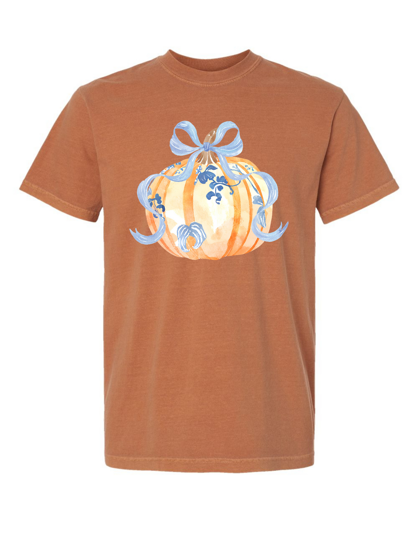 Blue Bow Pumpkin Comfort Color Tee