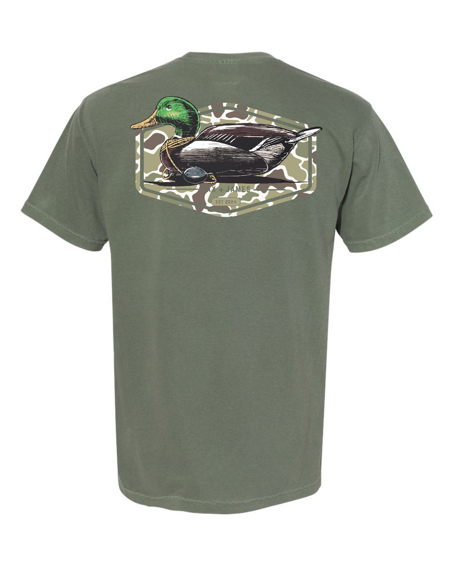 Camo Duck Decoy Comfort Color Pocket Tee