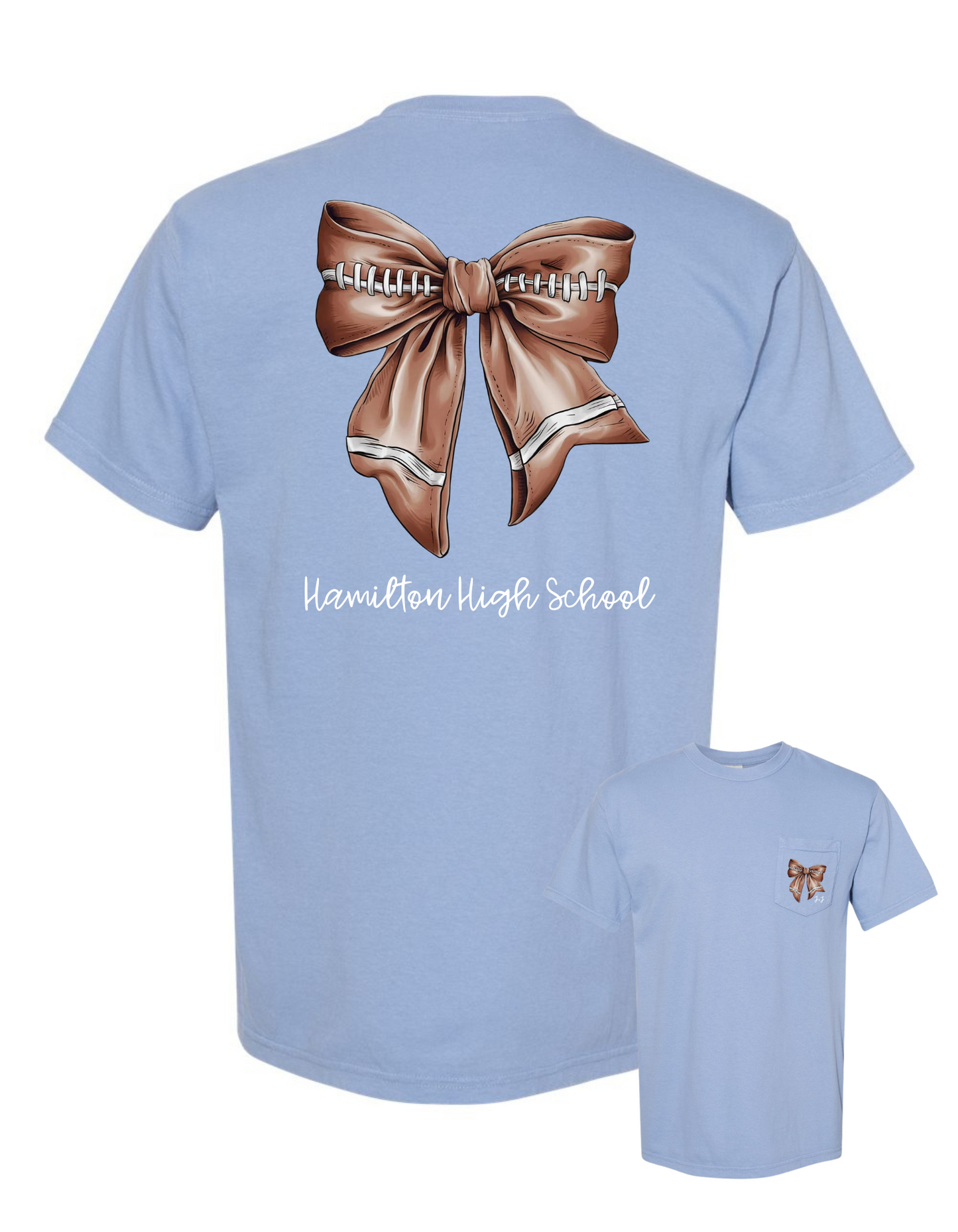 Football Bow Comfort Color Tee