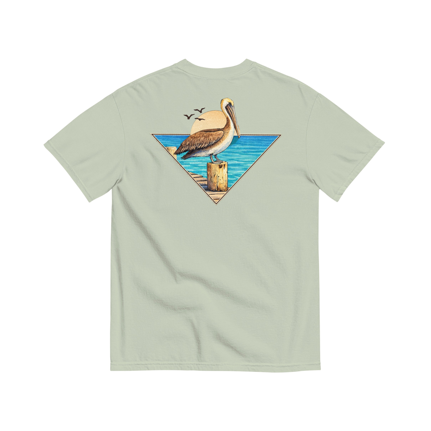 Jax and James Coastal Pelican Tee Sage Pocket Southern Lifestyle Apparel