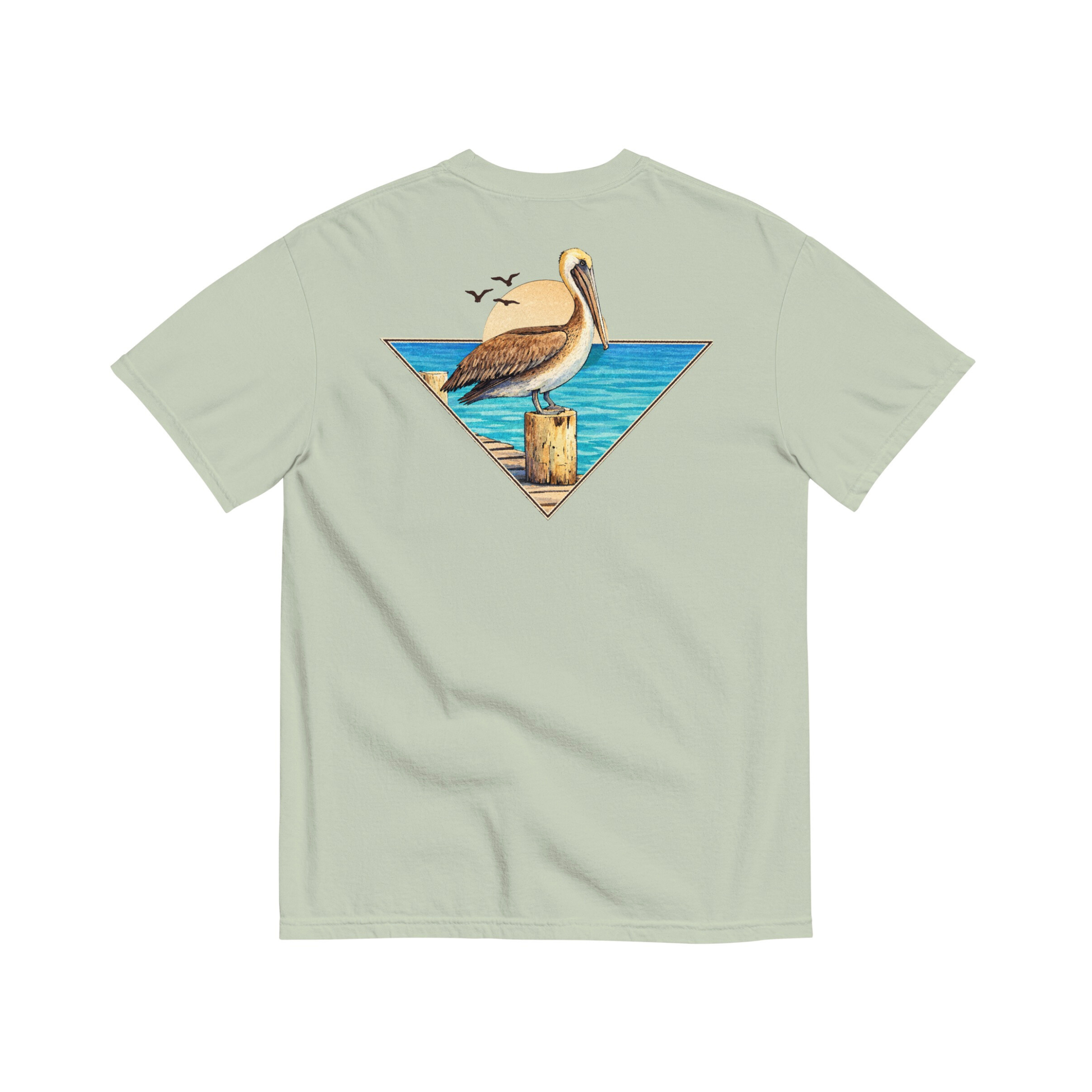 Jax and James Coastal Pelican Tee Sage Pocket Southern Lifestyle Apparel