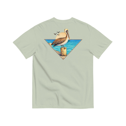 Jax and James Coastal Pelican Tee Sage Pocket Southern Lifestyle Apparel