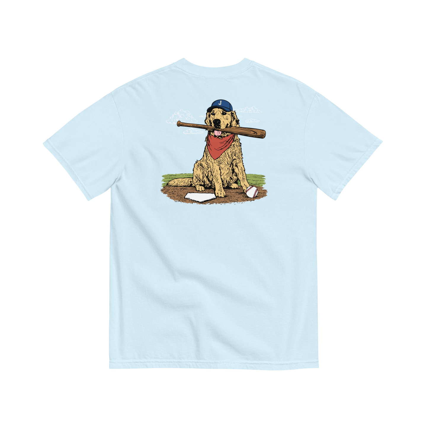 Jax and James Ballpark Buddy Pocket Tee Light Blue Southern Lifestyle Apparel