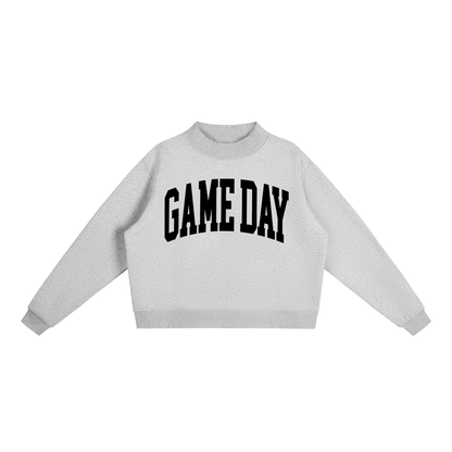 Game Day Mock Neck Sweatshirt in Heather Grey with Black artwork