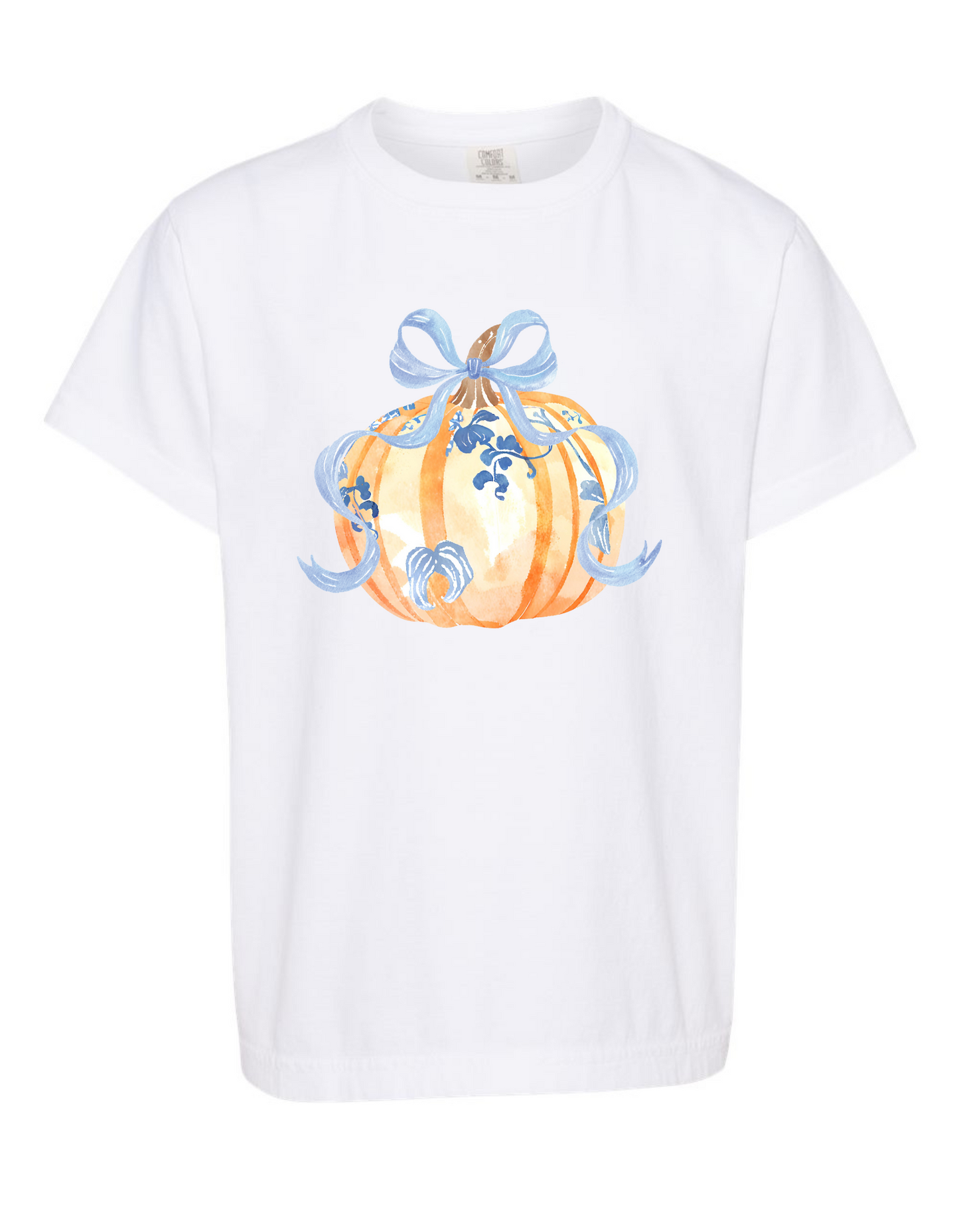 Blue Bow Pumpkin Comfort Color Tee