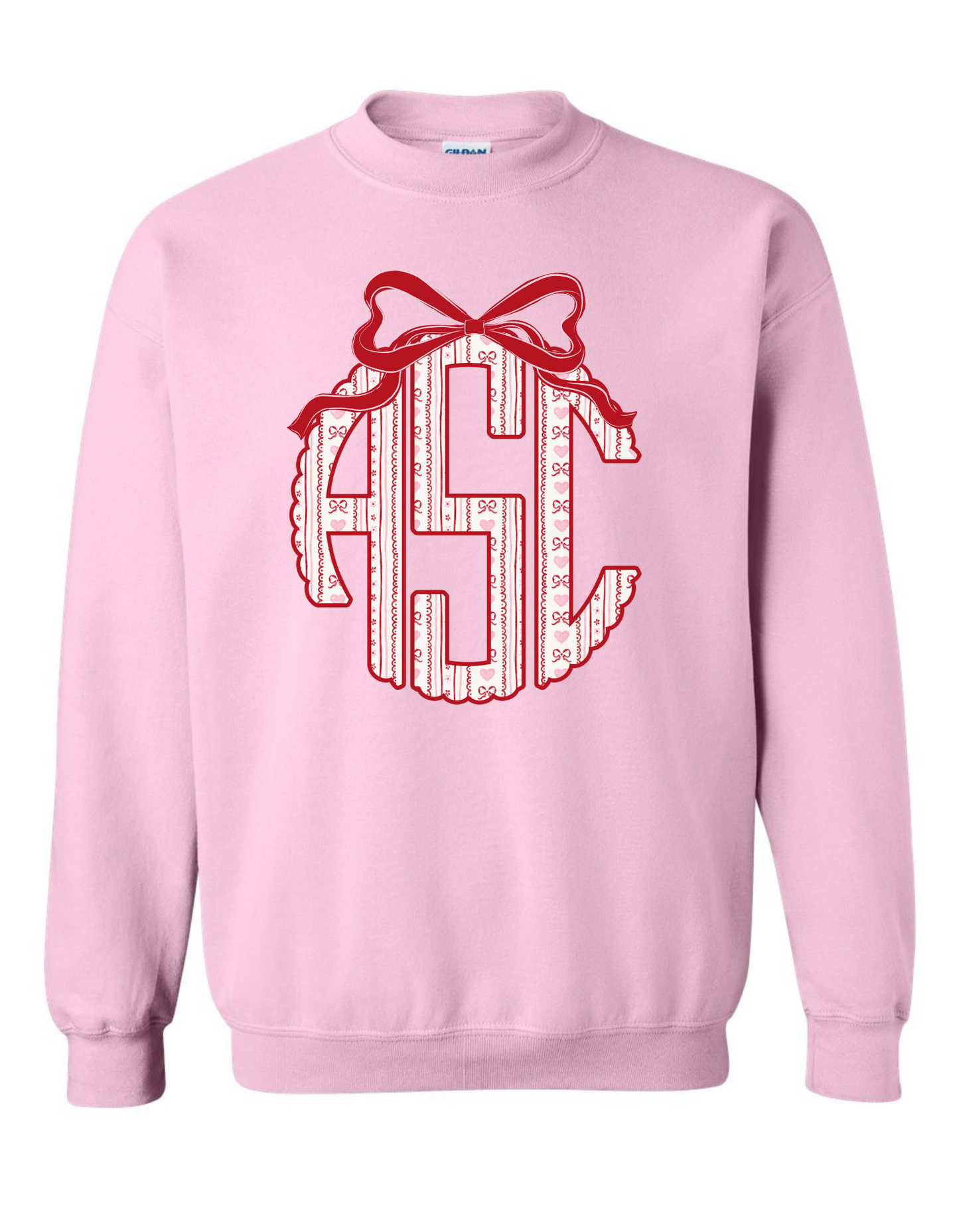 Heartfelt Bow Scallop Monogram Sweatshirt