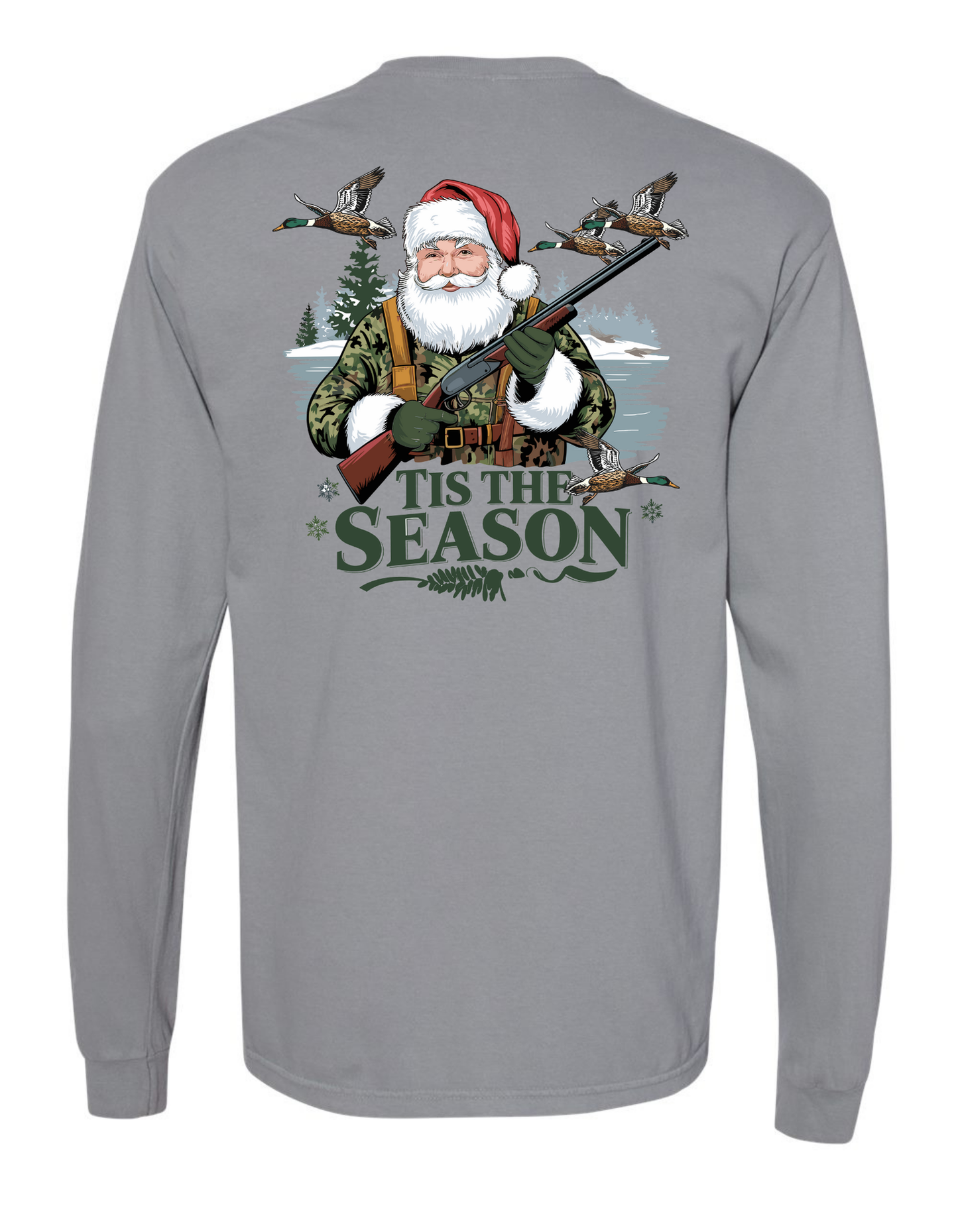 Duck Hunting Santa Long Sleeve Comfort Color Tee