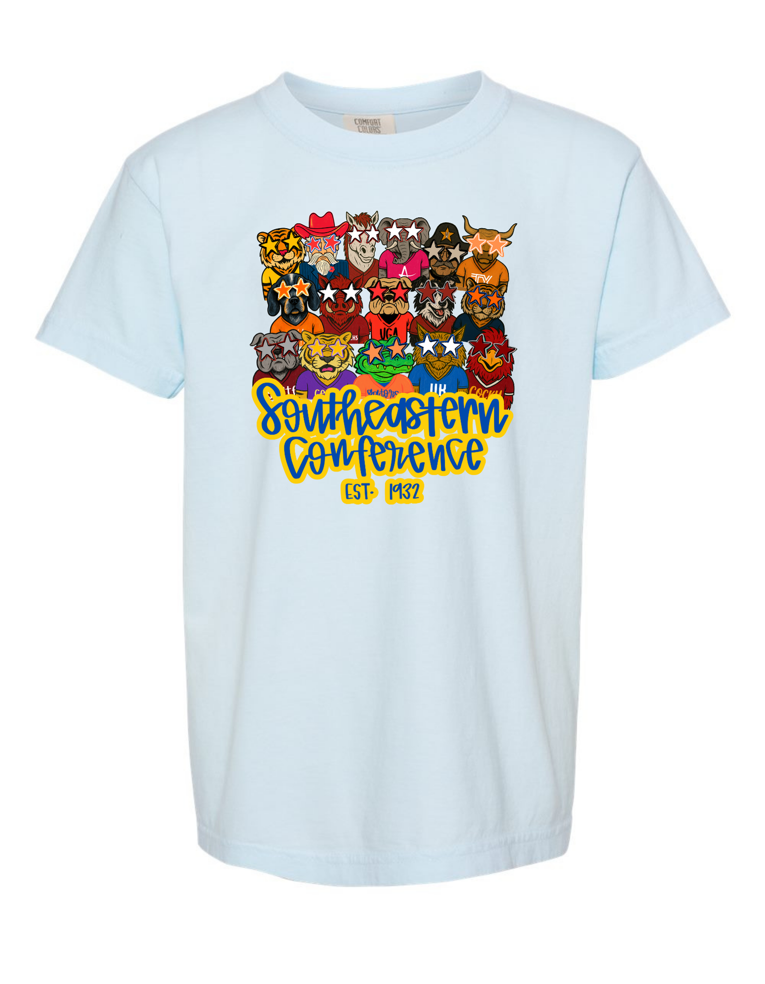 Jax and James Trendy SEC Mascots Color Tee Chambray Southern Lifestyle Apparel