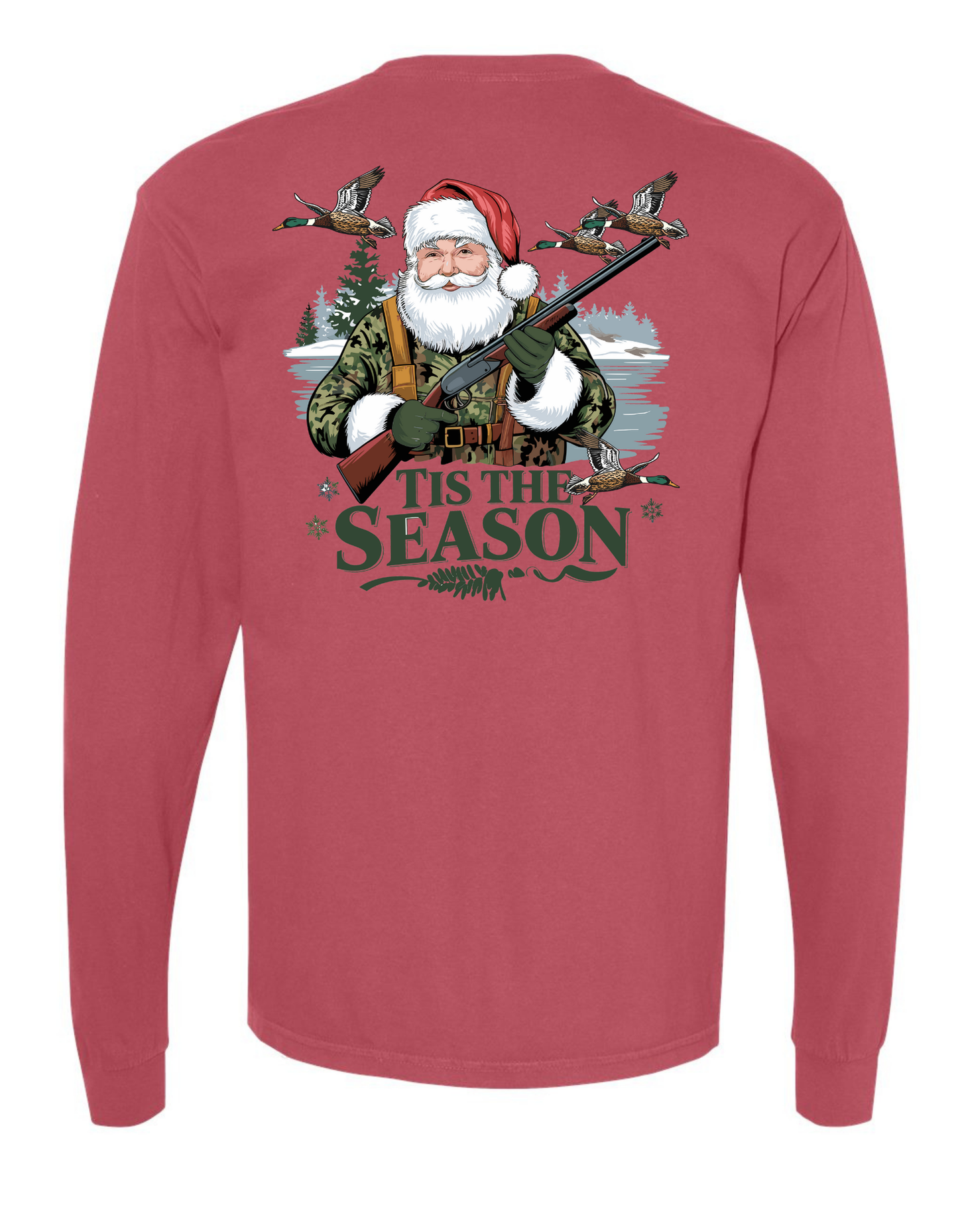 Duck Hunting Santa Long Sleeve Comfort Color Tee