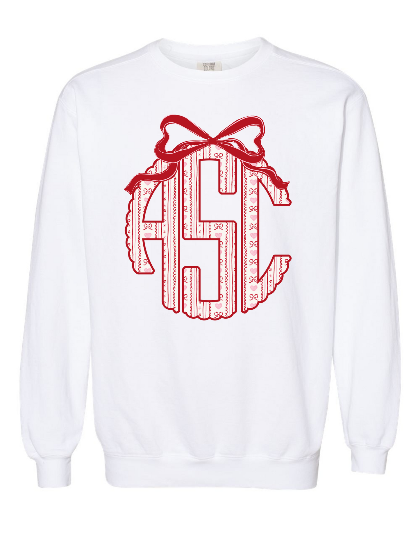 Heartfelt Bow Scallop Monogram Sweatshirt