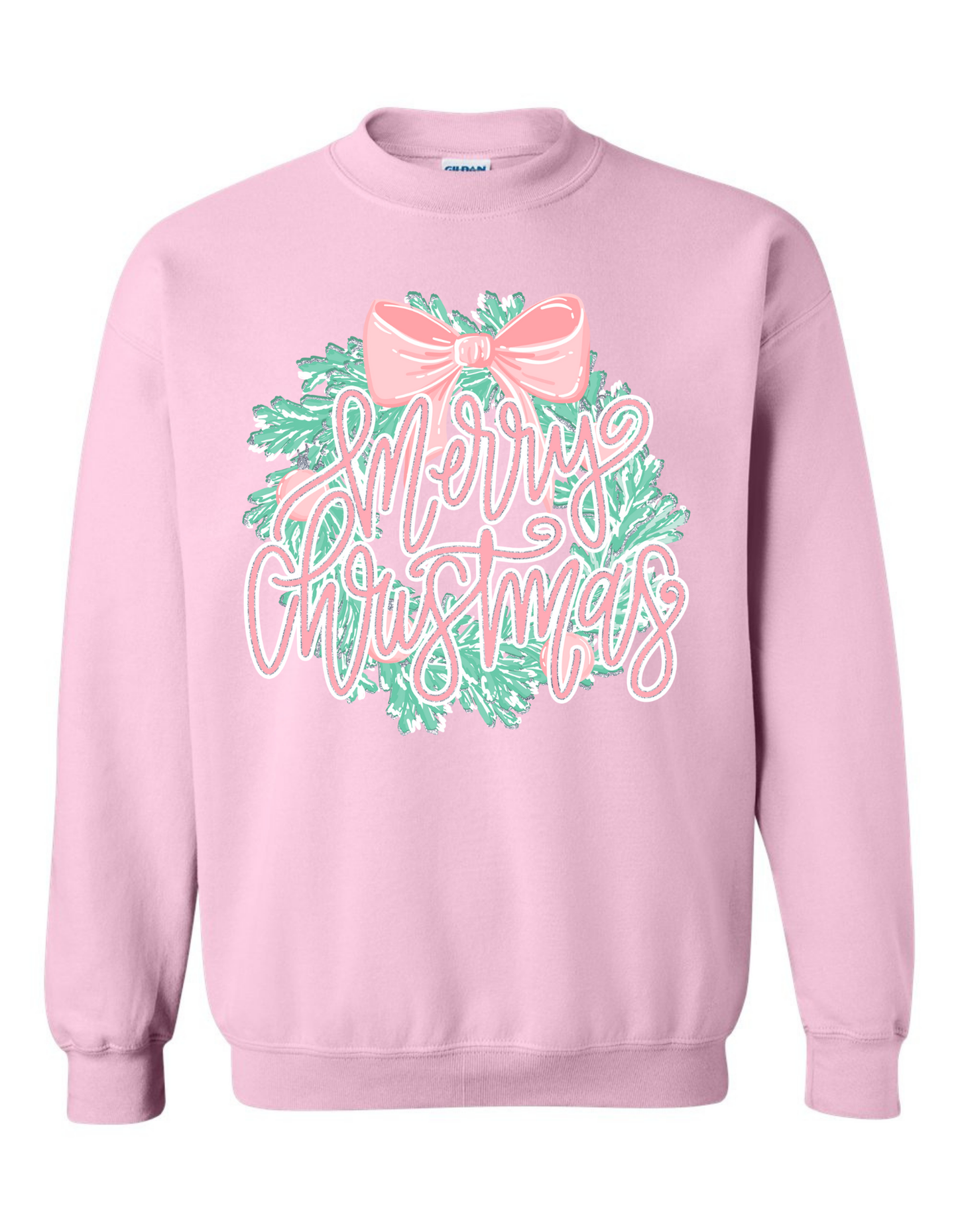 Glitter Merry Christmas Wreath Sweatshirt