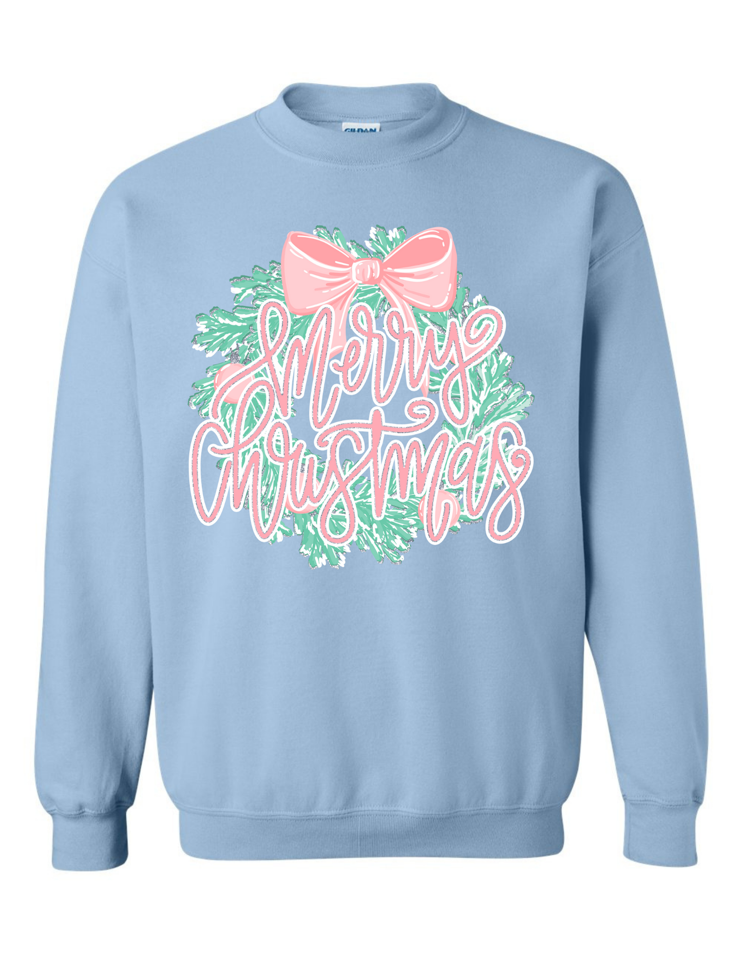 Glitter Merry Christmas Wreath Sweatshirt