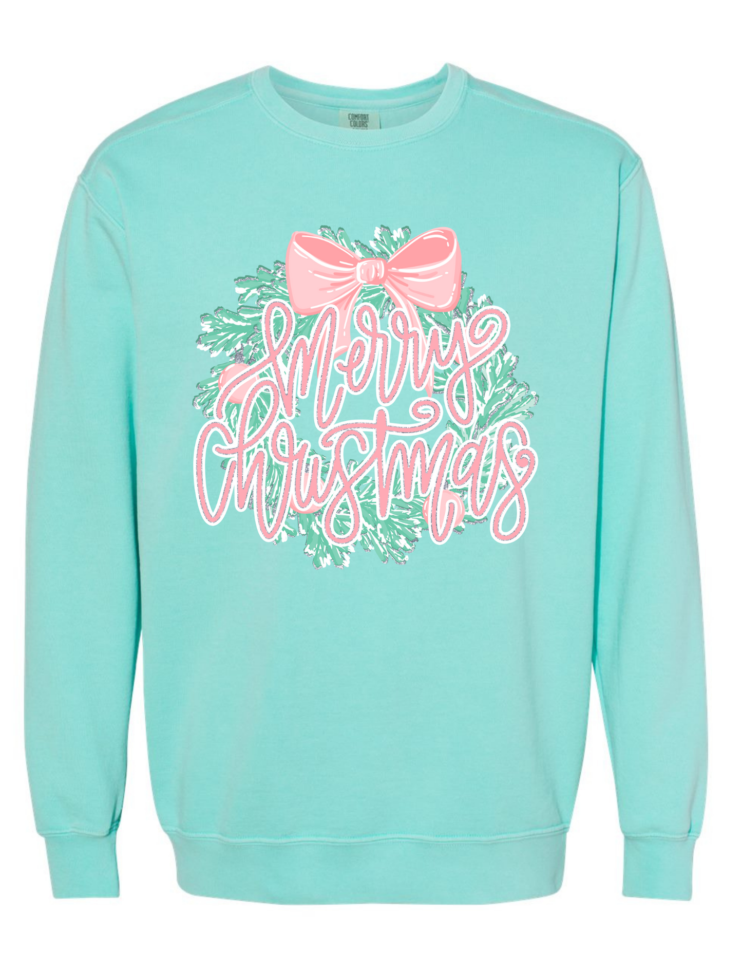 Glitter Merry Christmas Wreath Sweatshirt