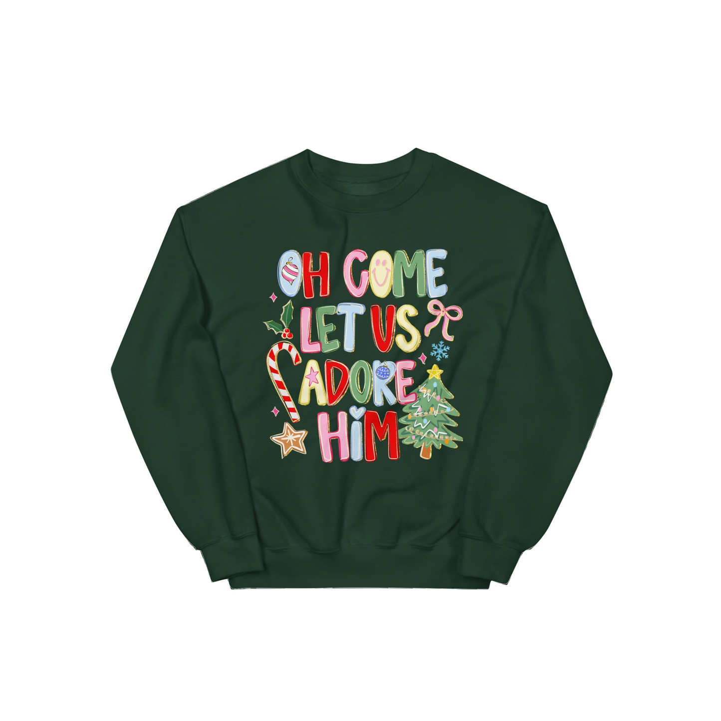 Oh Come Let Us Adore Him Graphic Sweatshirt
