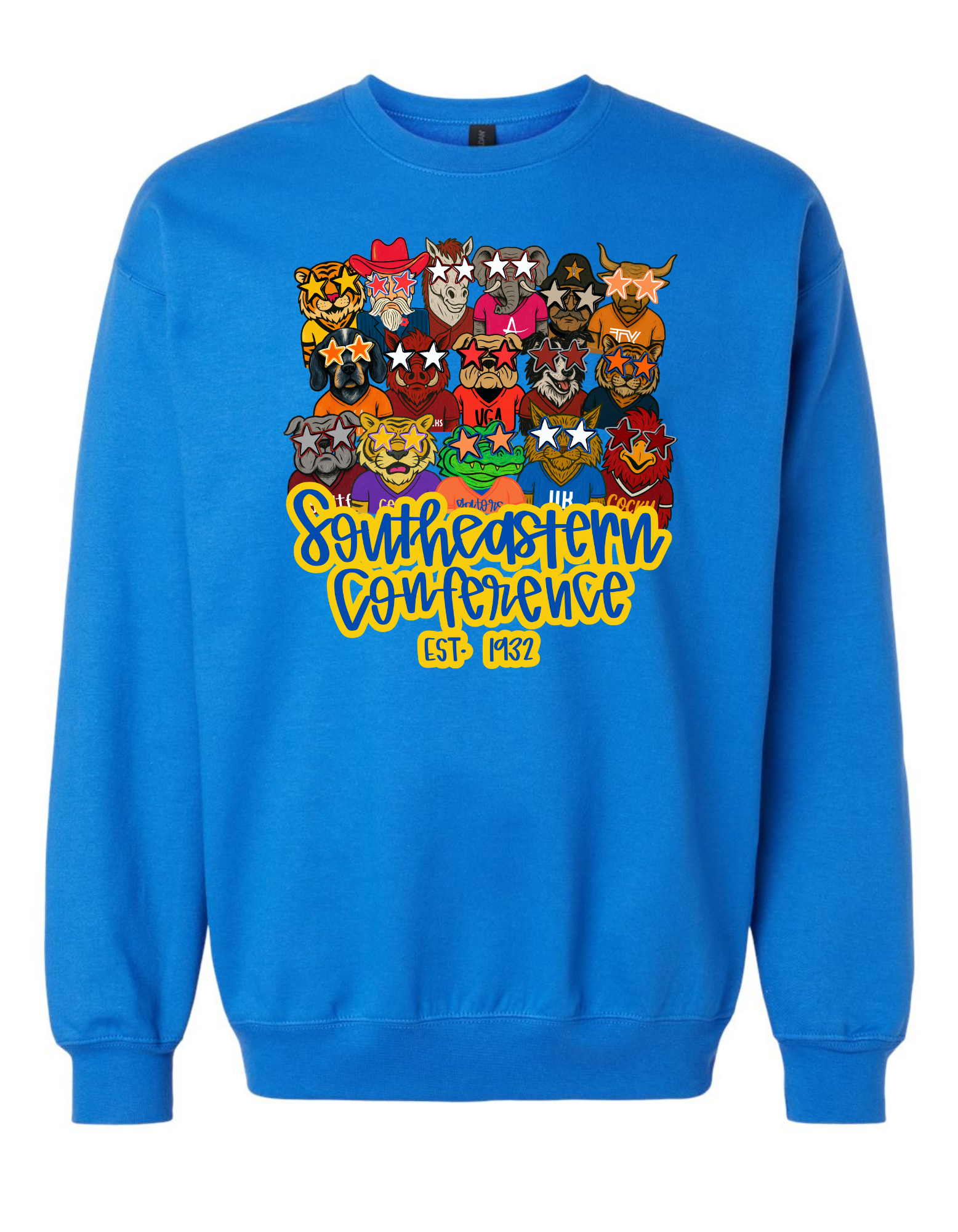 Jax and James Trendy SEC Mascots Sweatshirt Royal Blue Southern Lifestyle Apparel