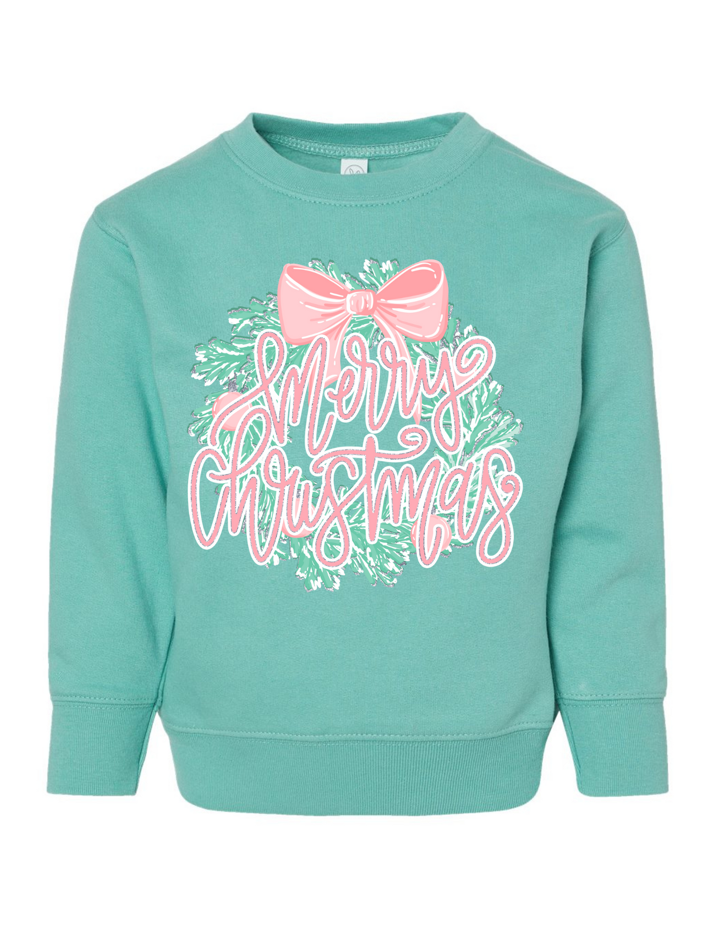 Glitter Merry Christmas Wreath Sweatshirt