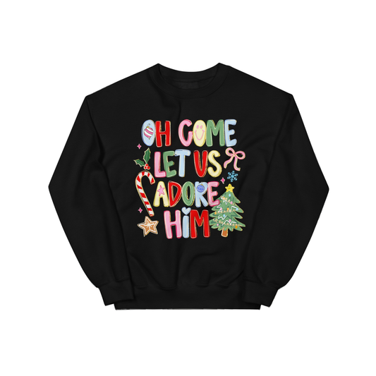 Oh Come Let Us Adore Him Graphic Sweatshirt