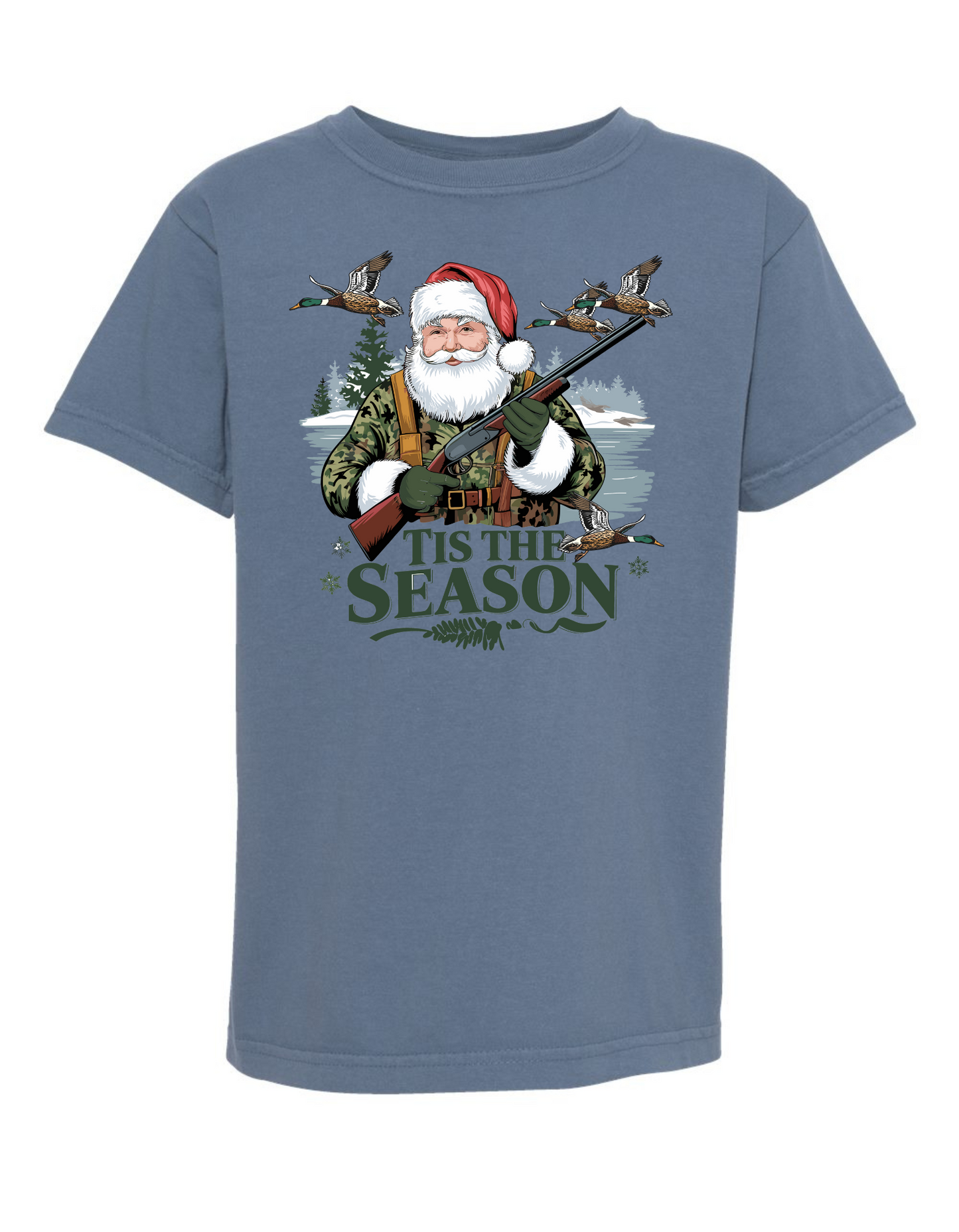 Duck Hunting Santa Comfort Color Tee