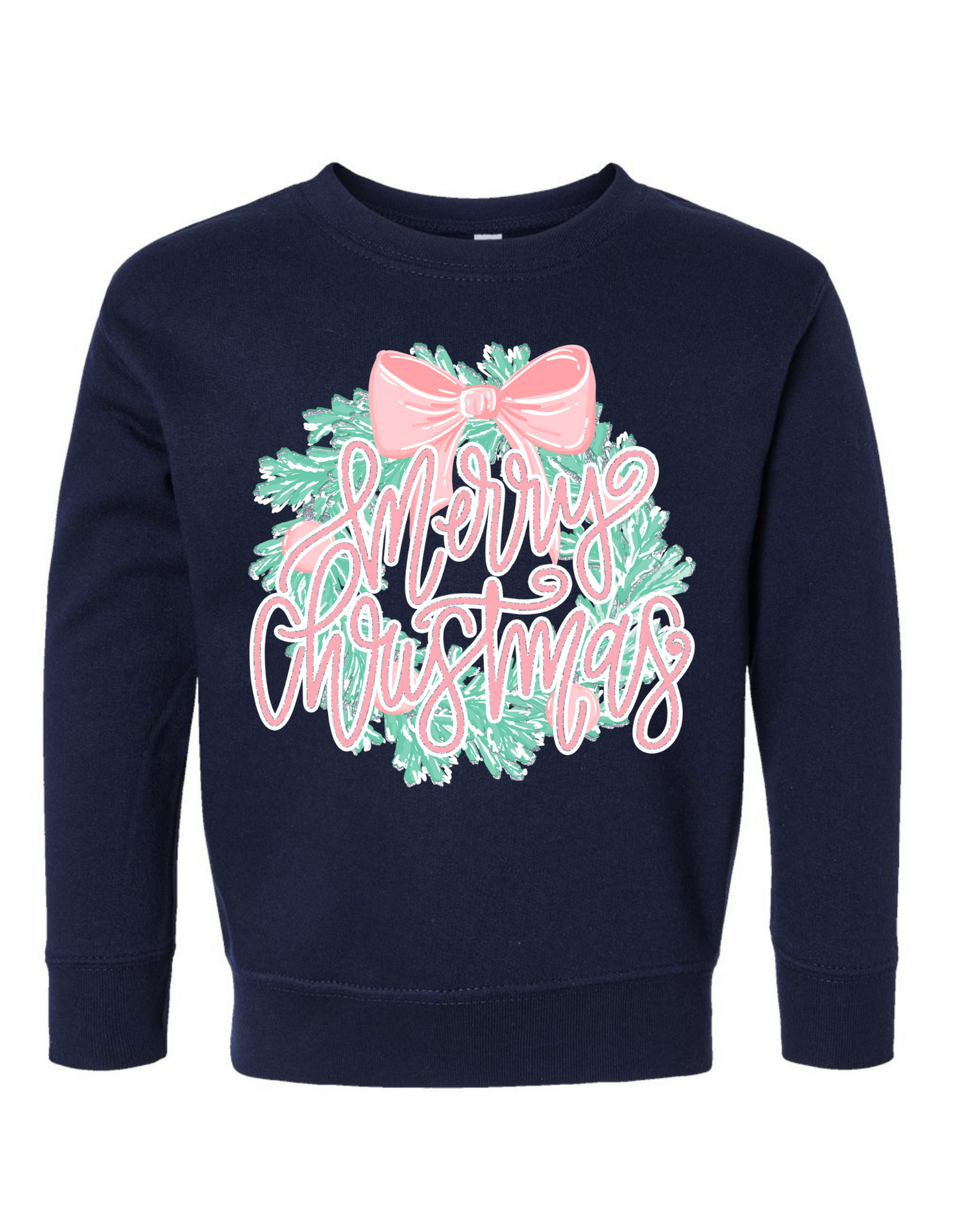 Glitter Merry Christmas Wreath Sweatshirt