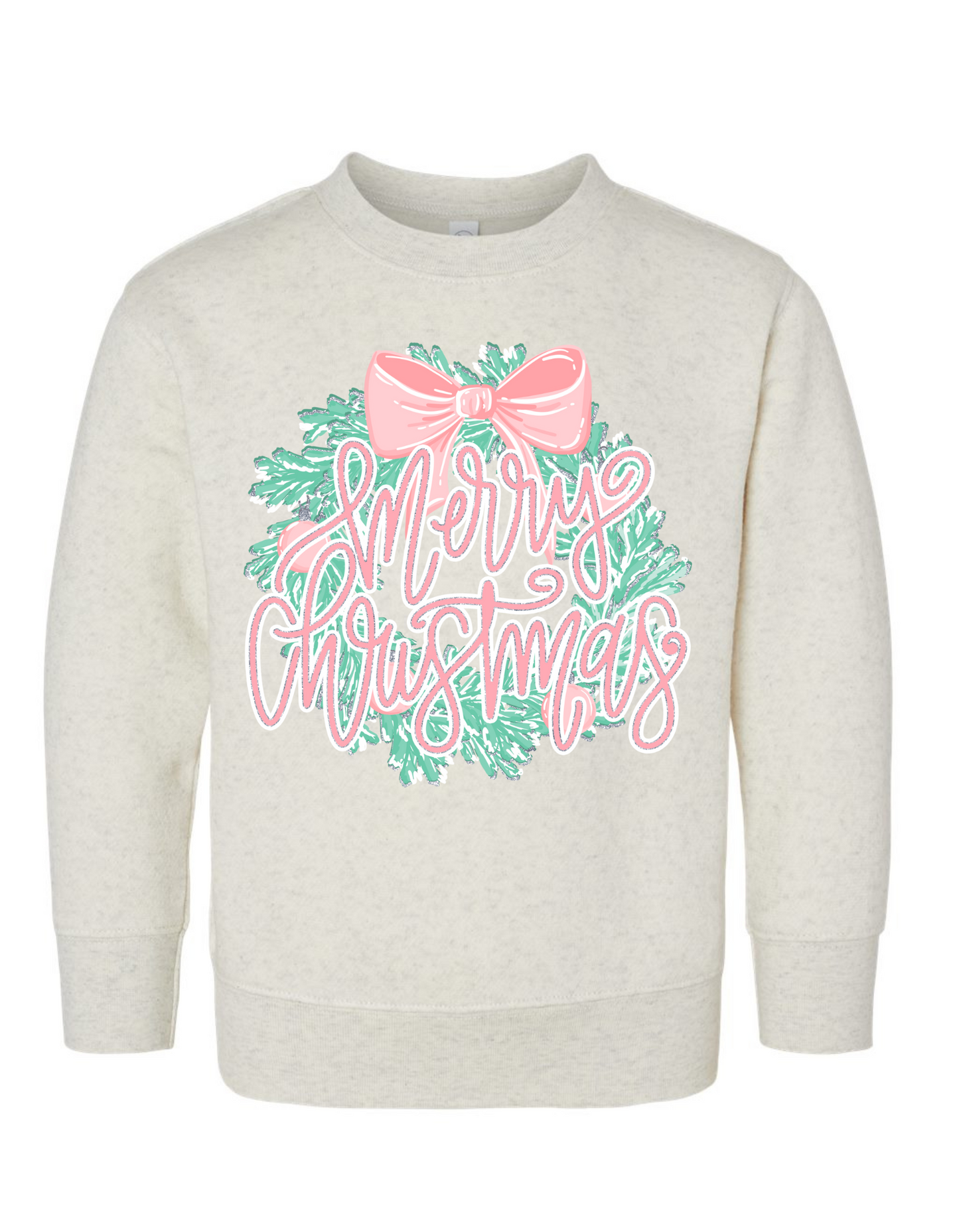 Glitter Merry Christmas Wreath Sweatshirt