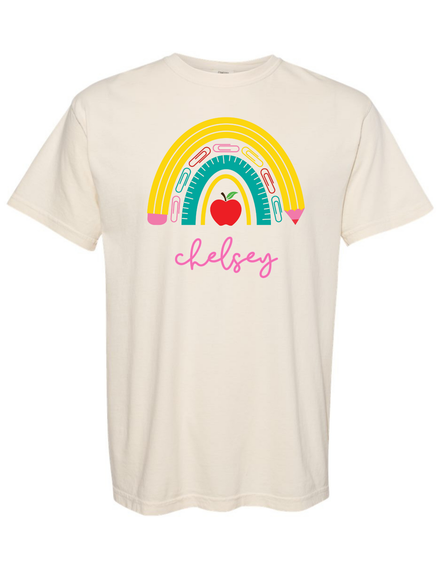 Pencil + Paper Clips Rainbow Comfort Color Tee