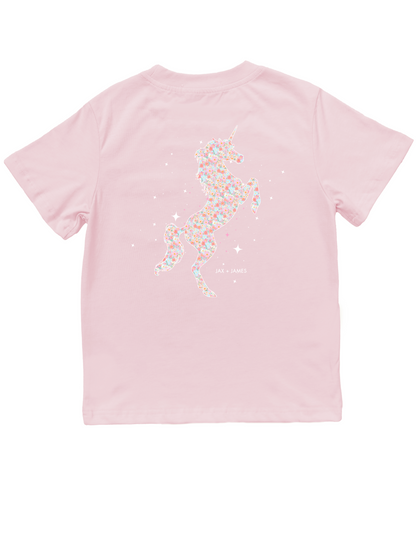 Jax and James Floral Unicorn Pocket Tee Light Pink Southern Lifestyle Apparel