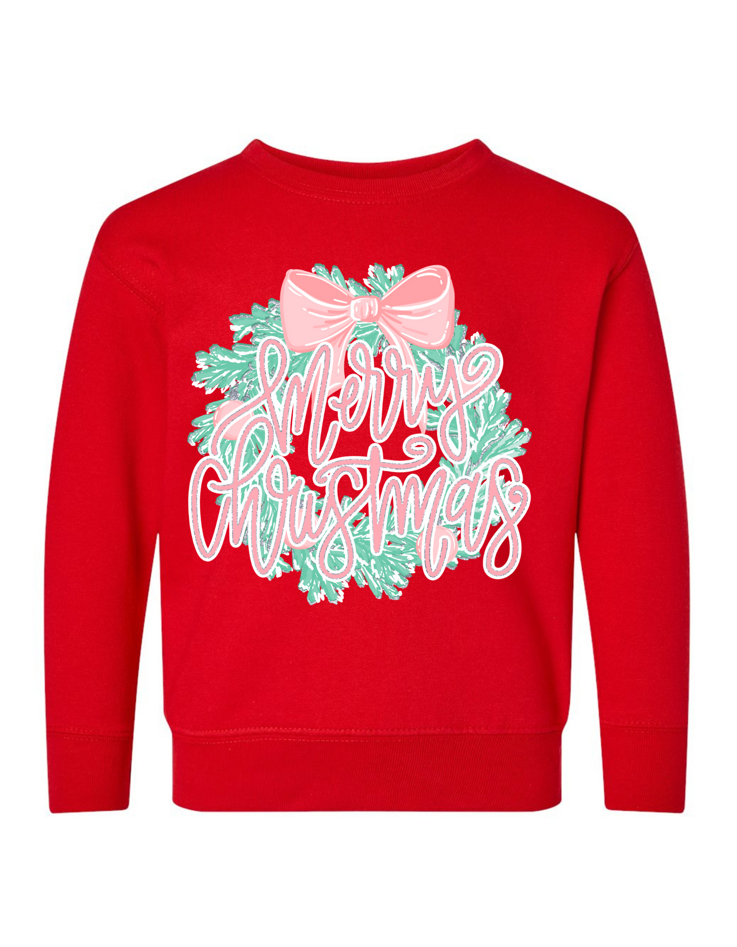 Glitter Merry Christmas Wreath Sweatshirt