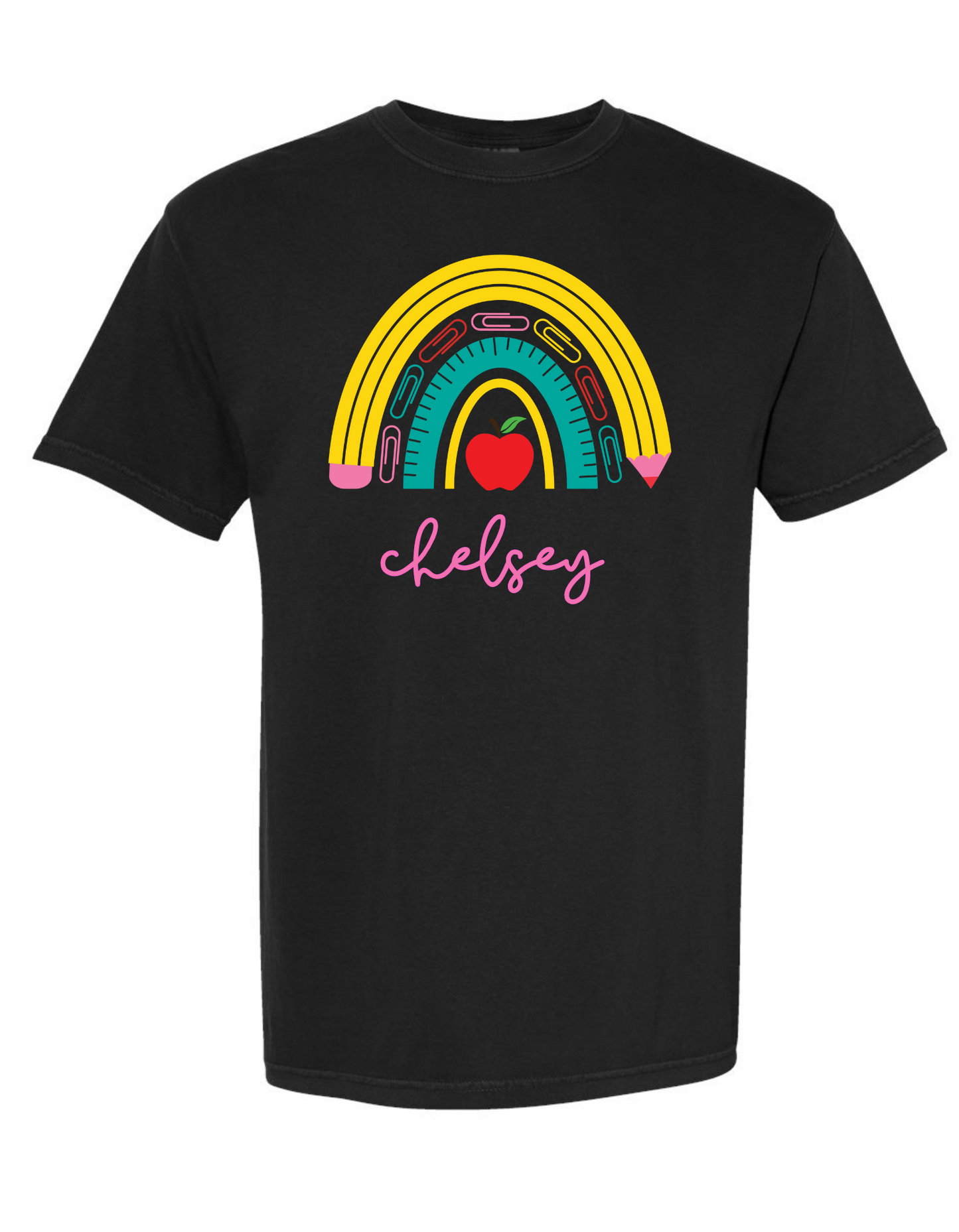 Pencil + Paper Clips Rainbow Comfort Color Tee